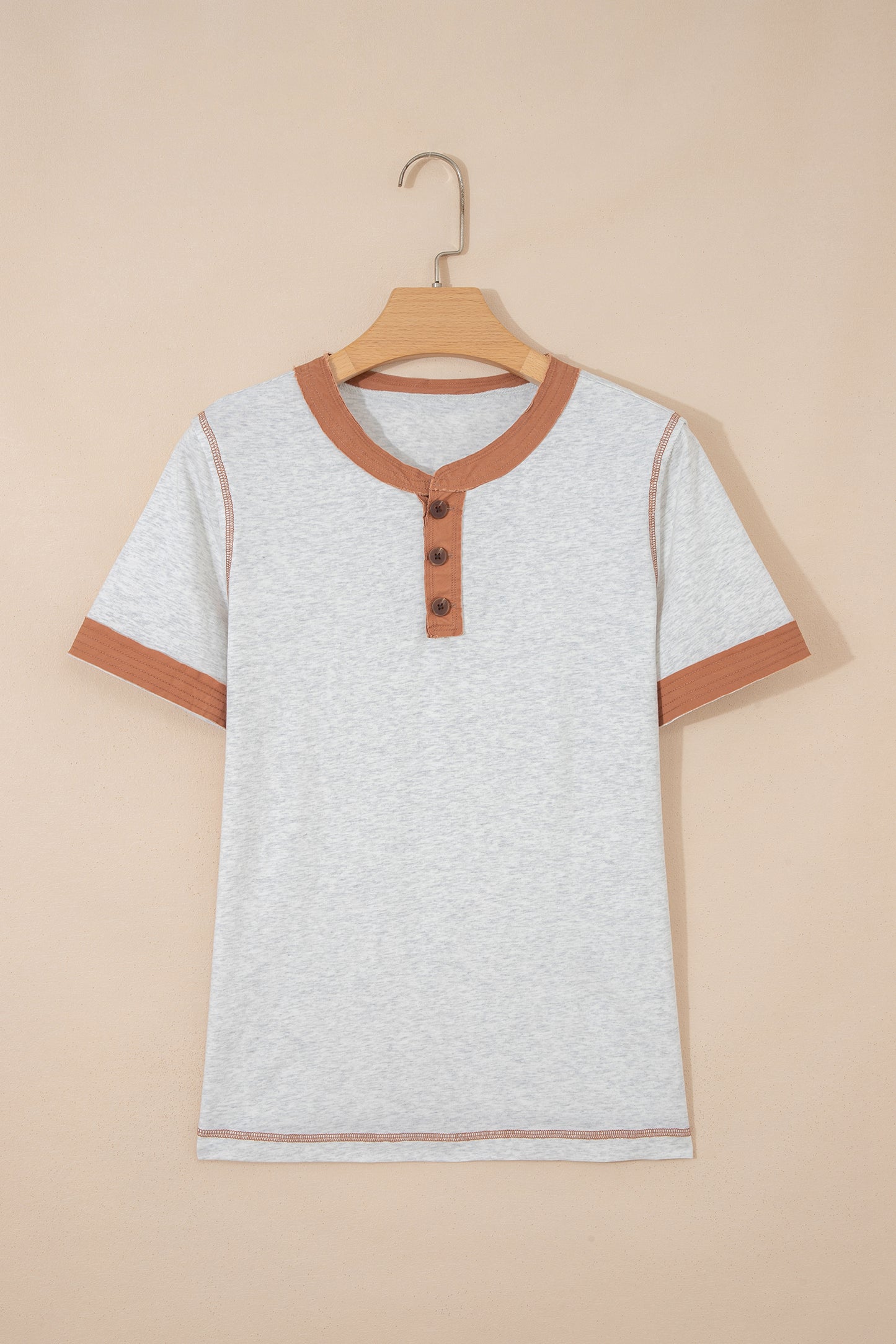 Light Grey Raw Seam Color Block Tee