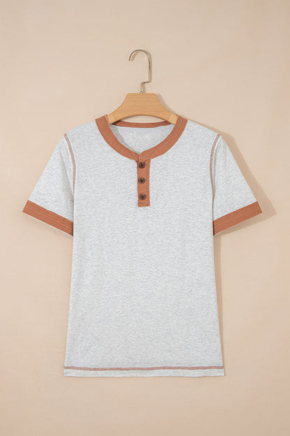 Light Grey Raw Seam Color Block Tee