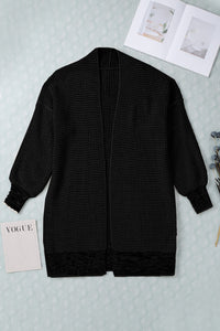 Yellow Knitted Open Front Casual Long Cardigan