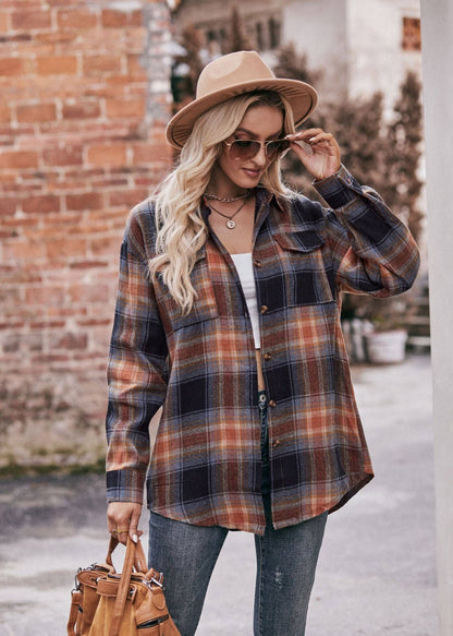 Oversized Plaid Shacket Womens Button Down Shirt Jacket