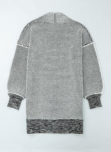 Yellow Knitted Open Front Casual Long Cardigan