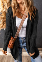 Load image into Gallery viewer, Red Ribbed Trim Hollow Knit Side Slits Cardigan
