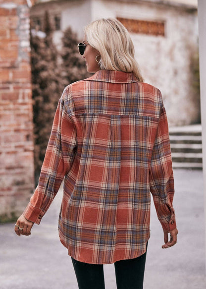 Oversized Plaid Shacket Womens Button Down Shirt Jacket
