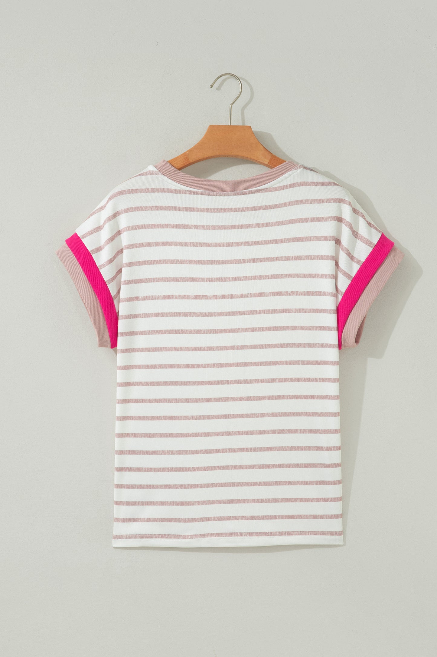 Khaki Stripe Color Block Short Sleeve Top