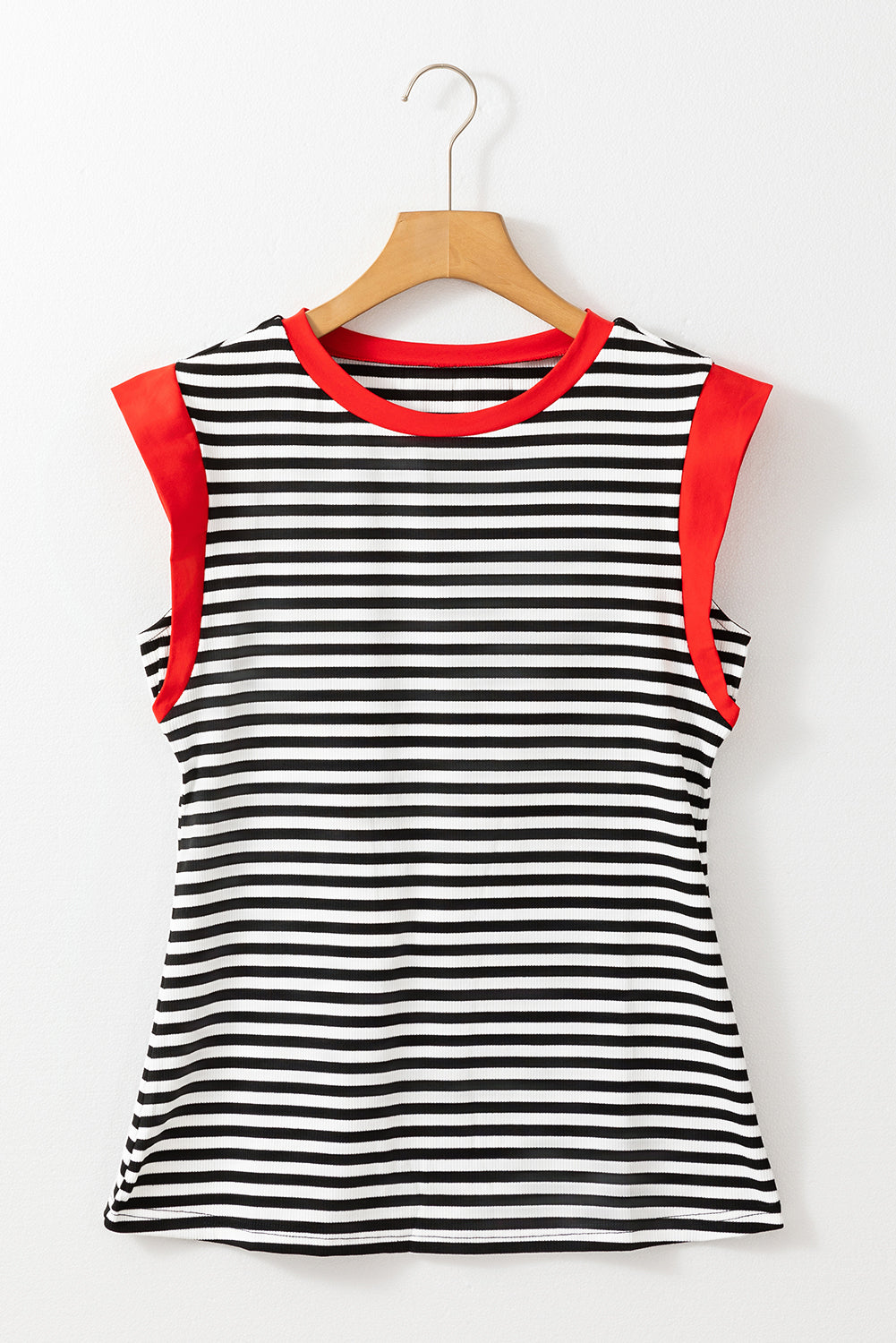 Hillary-Black Stripe Colorblock Top