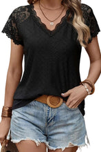 Load image into Gallery viewer, Lace Scalloped V-Neck Short Sleeve Top