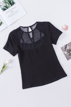 Load image into Gallery viewer, Contrast Mesh Casual Knit Short Sleeve T Shirt