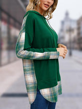 Load image into Gallery viewer, Plaid Flannel Long Sleeve Slit Hoodie