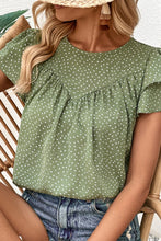 Load image into Gallery viewer, Printed Round Neck Puff Sleeve Blouse