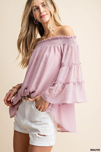 Swiss Dot Chiffon Off the Shoulder