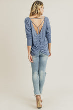 Load image into Gallery viewer, Blue-Grey Cinched Back Long Sleeve