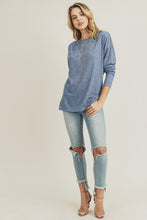 Load image into Gallery viewer, Blue-Grey Cinched Back Long Sleeve