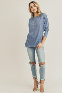 Blue-Grey Cinched Back Long Sleeve