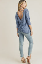Load image into Gallery viewer, Blue-Grey Cinched Back Long Sleeve