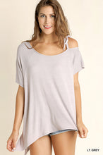 Load image into Gallery viewer, Light Grey Asymmetrical Neckline Top with Side Ties