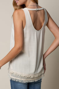 Natural Tank with Frayed Edge
