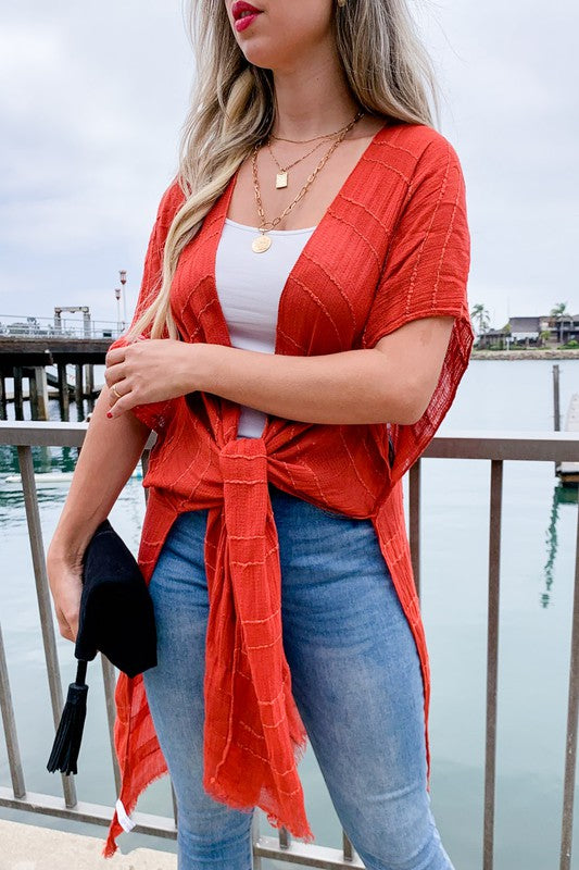 Crimson Kimono Cardigan