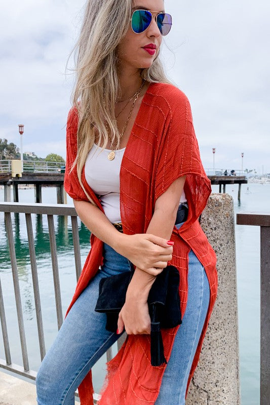 Crimson Kimono Cardigan