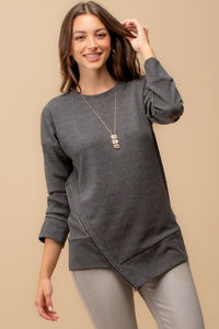 Asymmetric Sweatshirt with Zipper