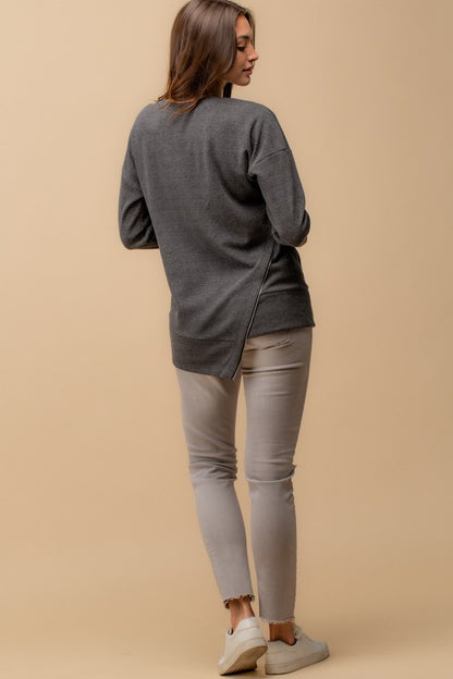 Asymmetric Sweatshirt with Zipper