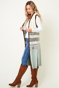 Ivory and Mint Sweater Vest Cardigan