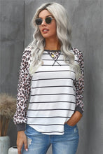 Load image into Gallery viewer, Striped Leopard Raglan Top