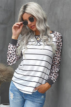 Load image into Gallery viewer, Striped Leopard Raglan Top