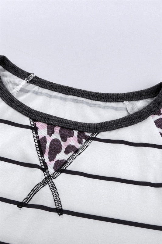 Striped Leopard Raglan Top