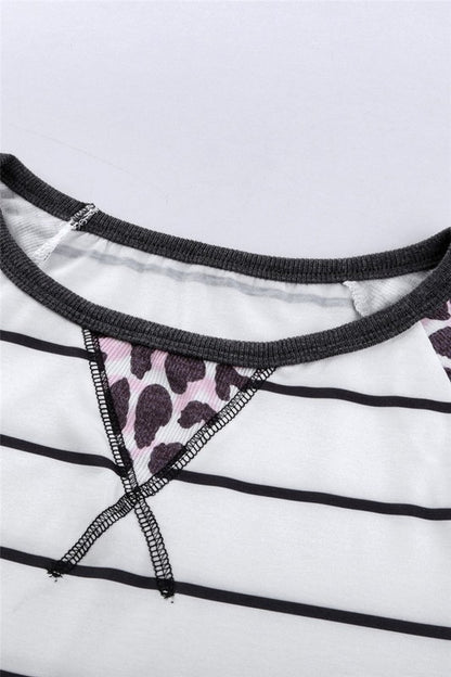 Striped Leopard Raglan Top