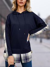 Load image into Gallery viewer, Plaid Flannel Long Sleeve Slit Hoodie