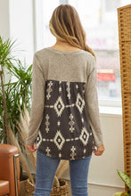 Load image into Gallery viewer, Charcoal Aztec Vneck