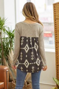 Charcoal Aztec Vneck