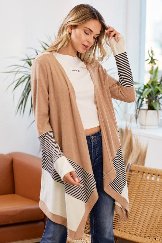 Taupe Colorblock Cardigan