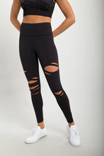 Load image into Gallery viewer, Black Distressed Leggings