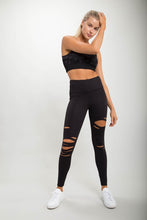 Load image into Gallery viewer, Black Distressed Leggings