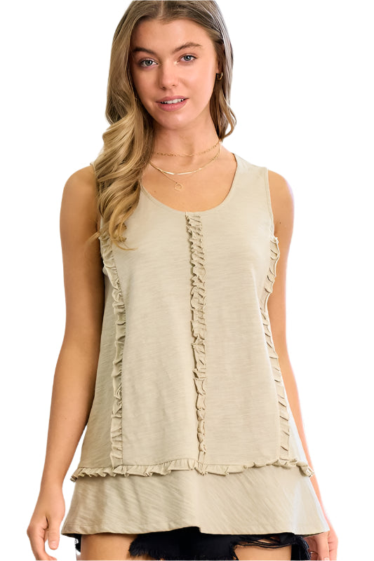 Greentea Frilled Knit Tank