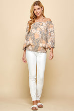 Load image into Gallery viewer, Floral Printed Top with Smocked Waist Detail
