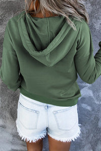 Snap Button Pullover Hoodie with Pocket