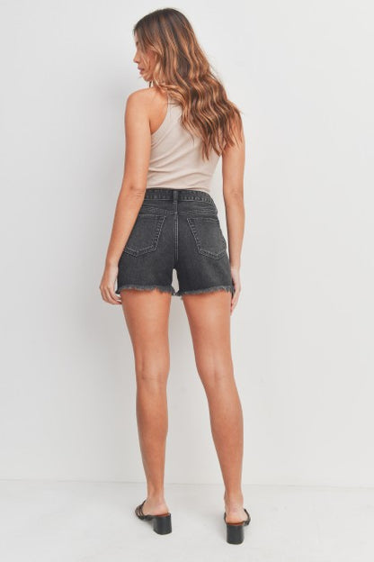 Black Frayed Hem Shorts