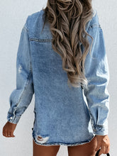 Load image into Gallery viewer, Distressed Snap Down Denim Jacket