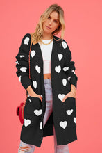 Load image into Gallery viewer, Heart Graphic Open Front Cardigan with Pockets