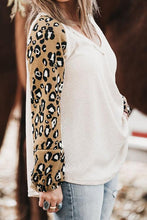 Load image into Gallery viewer, Plus Size Leopard V-Neck Raglan Sleeve Blouse