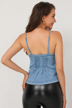 Load image into Gallery viewer, Pleated Detail Buttoned Denim Cami