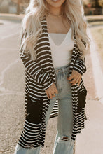 Load image into Gallery viewer, Striped Long Sleeve Cardigan with Pocket