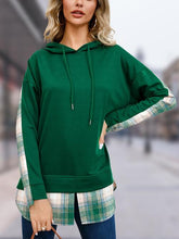 Load image into Gallery viewer, Plaid Flannel Long Sleeve Slit Hoodie