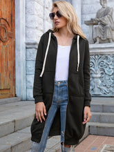 Load image into Gallery viewer, Full Size Zip-Up Longline Hoodie with Pockets