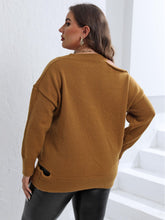 Load image into Gallery viewer, Plus Size Cutout V-Neck Sweater