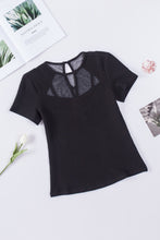 Load image into Gallery viewer, Contrast Mesh Casual Knit Short Sleeve T Shirt