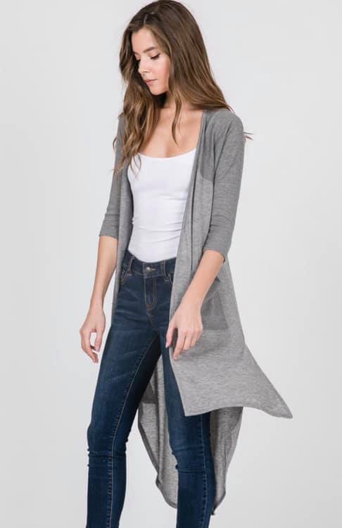 Grey Hi-low Cardigan