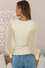 Load image into Gallery viewer, Textured Mesh Sleeve Ribbed Blouse